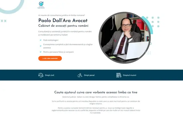 Landing page Avvocato – consulenza legală rapidă pentru clienți